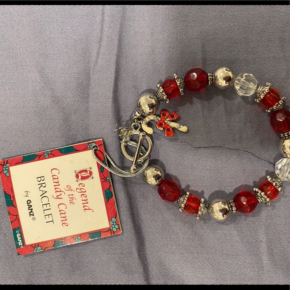 Silver/clear/red elastic bracelet